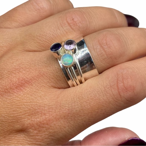 NEW Elegant Silver Stacking Rings Set - Picture 6 of 10